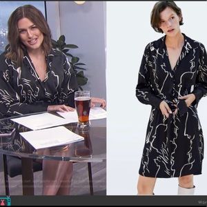 NWT Zara Printed Tunic MIDI Dress Waist Tie Belt Silken Small s